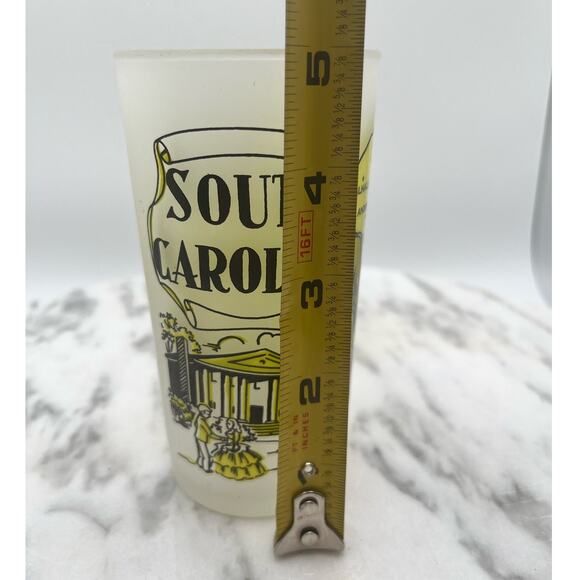 South Carolina Hazel Atlas State Souvenir Frosted Tumbler Glass Map Vintage - Picture 7 of 9